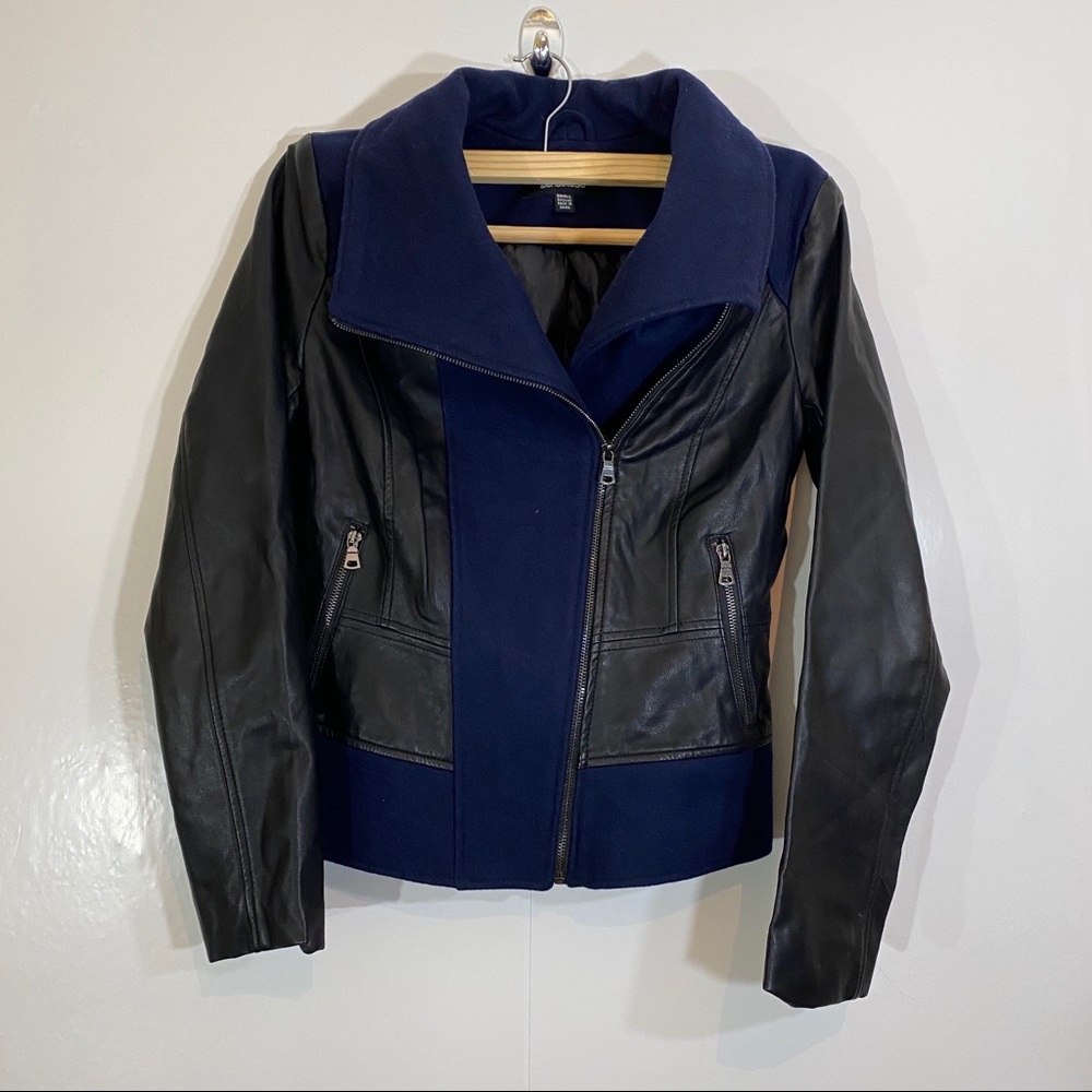 Siena Studio Black Navy Mixed Media MOTO Jacket
